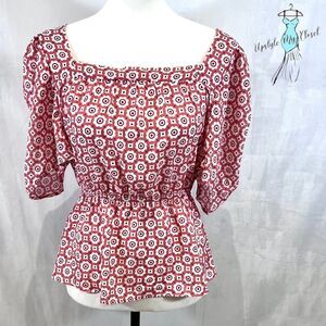 Pink all over print tie back peplum top size XL